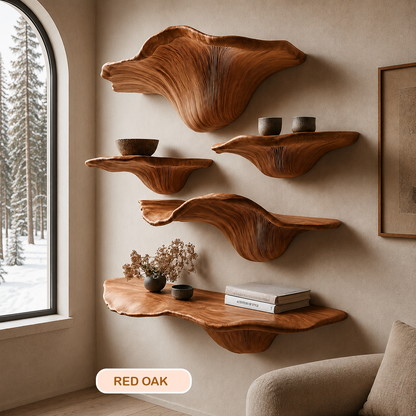 Organic Modern Wood Mushroom Floating Shelf