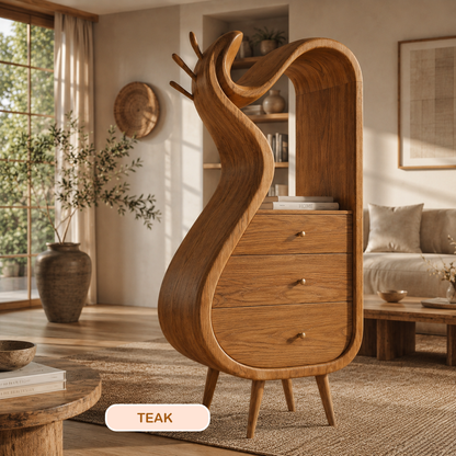 Modern Sculptural Wood Nightstand