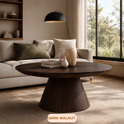 Solid Wood Round Pedestal Coffee Table