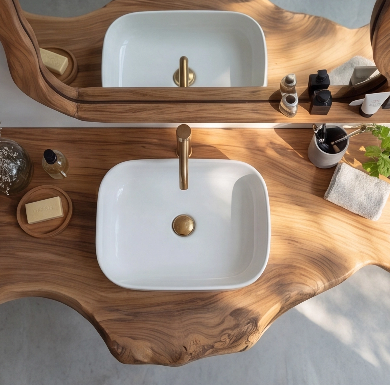 Floating Live Edge Solid Wood Vanity