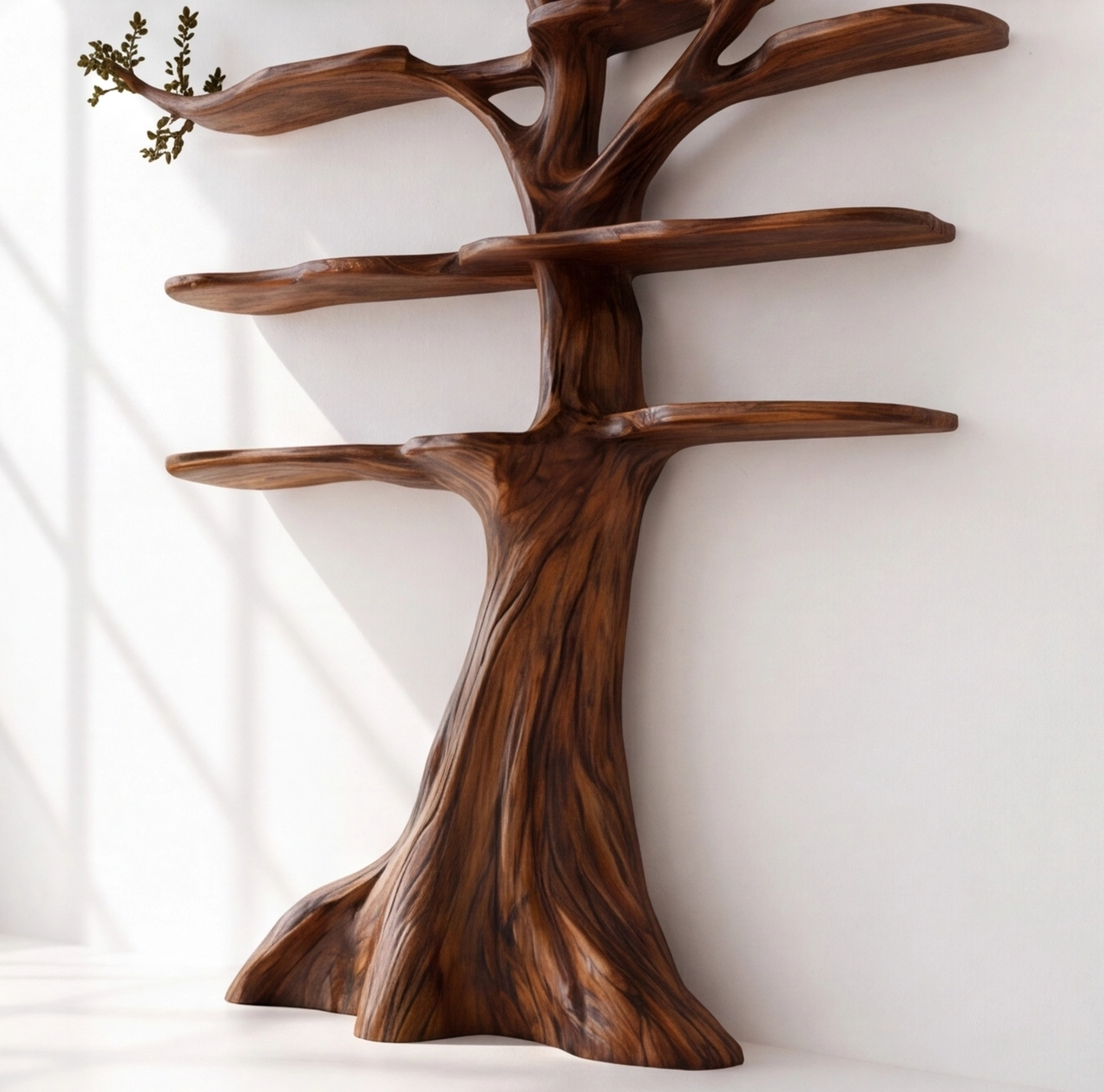 Wall Mounted Rustic Tree Bookshelf