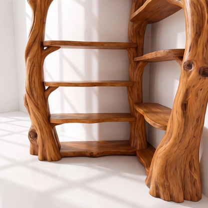 Solid Wood Corner Tree Bookshelf