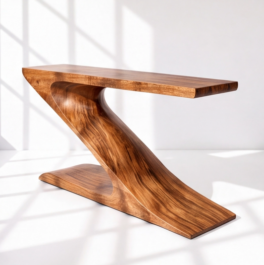 Modern Z-Shaped Wood Console Table