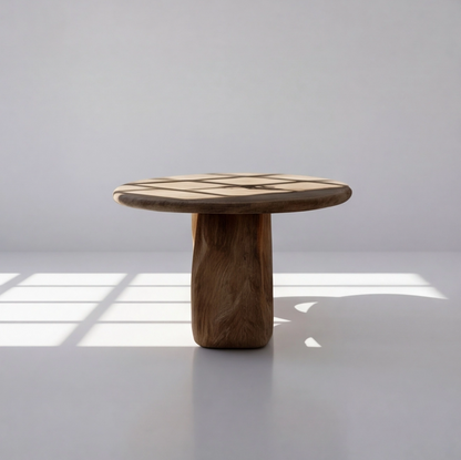 Japandi Solid Wood Oval Coffee Table