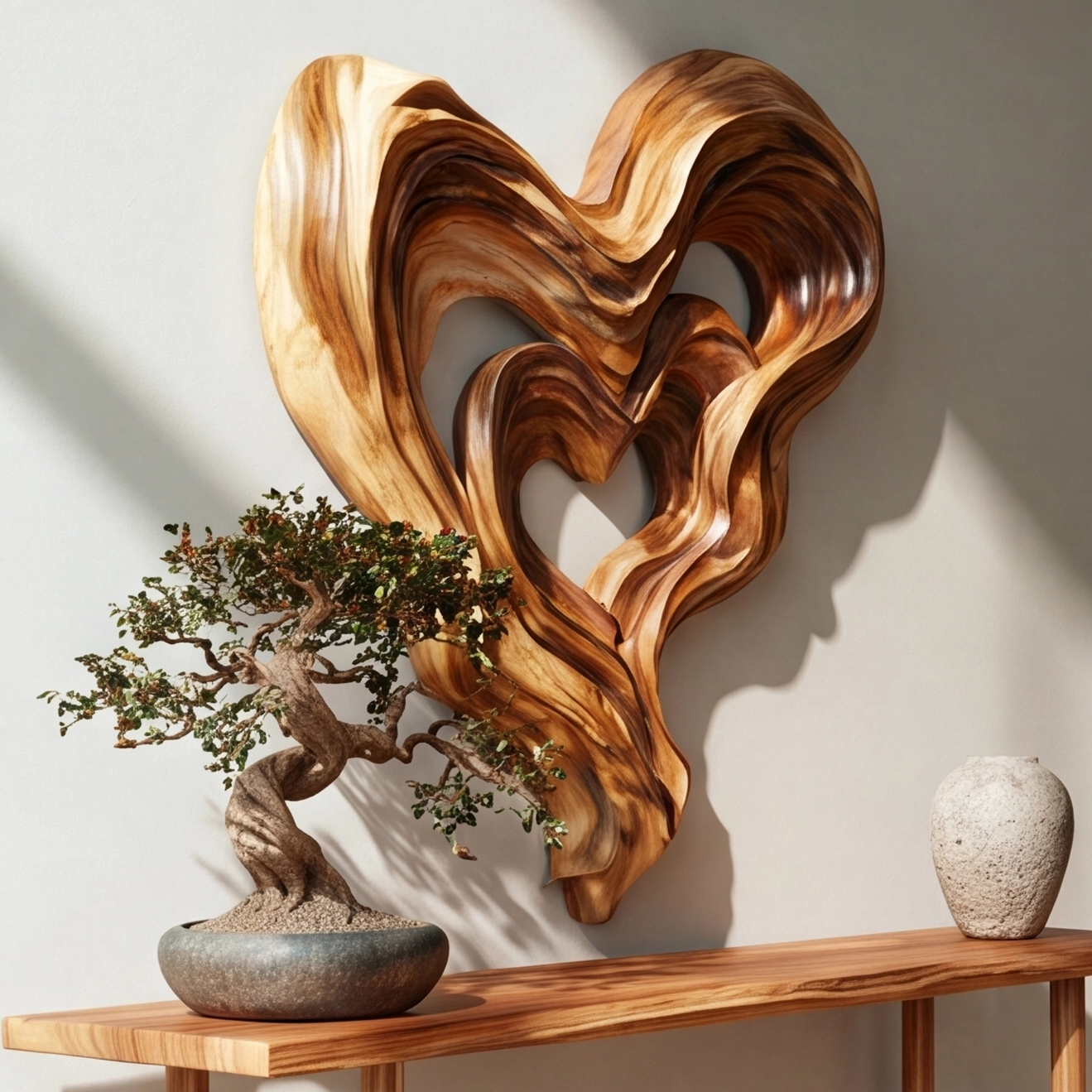 Abstract Wooden Heart Wall Art Sculpture