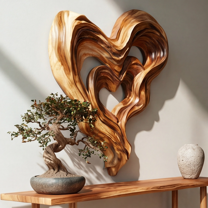 Abstract Wooden Heart Wall Art Sculpture