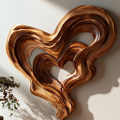 Abstract Wooden Heart Wall Art Sculpture