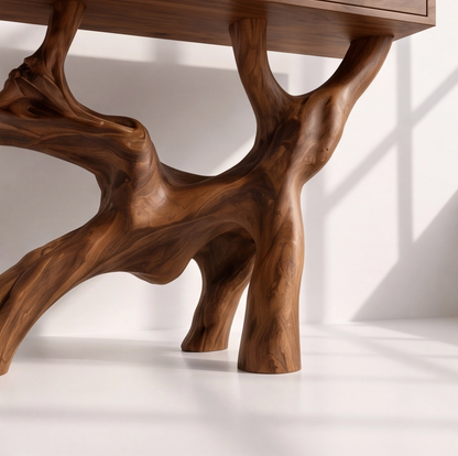 Rustic Solid Wood Console Table With Drawers
