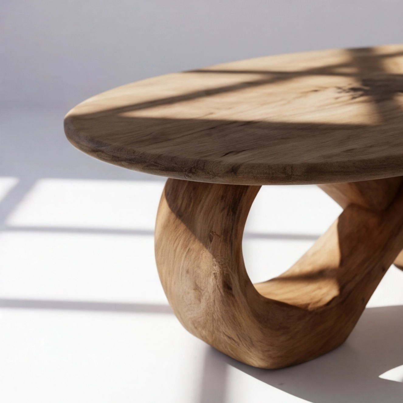 Japandi Solid Wood Oval Coffee Table