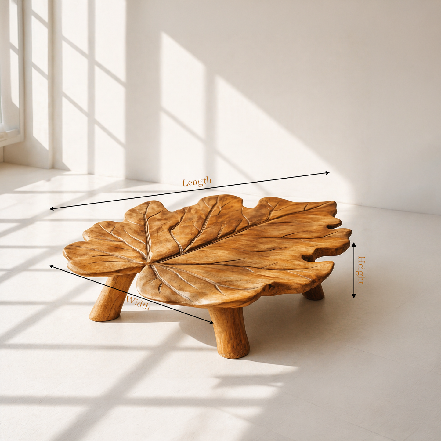 Solid Wood Leaf Shaped Coffee Table