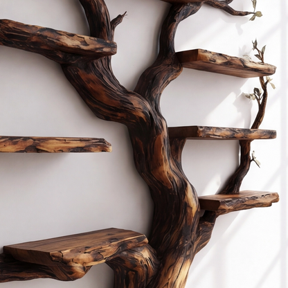Rustic Wood Tree Shape Bookshelf