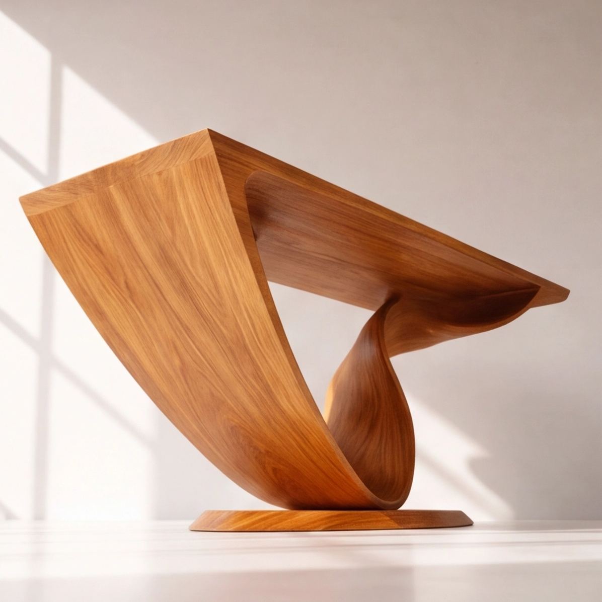 Organic Modern Sculptural Wood Console Table