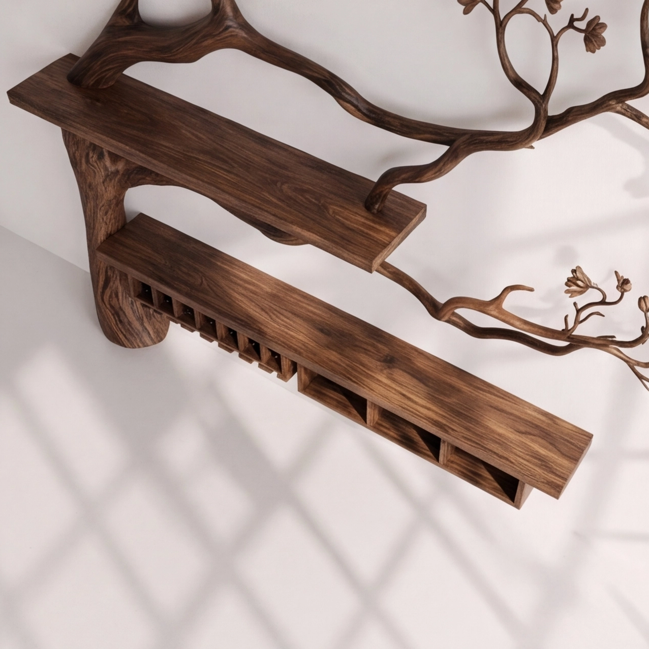 Rustic Solid Wood Wall Mounted Wine Rack