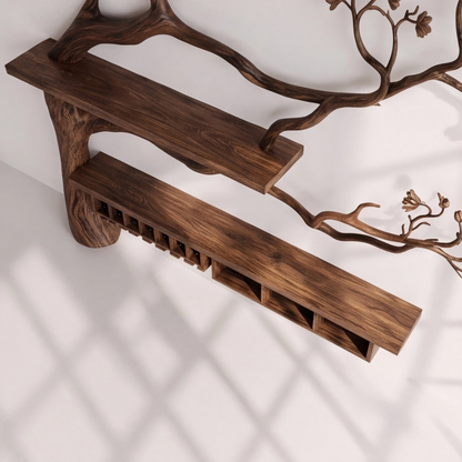 Rustic Solid Wood Wall Mounted Wine Rack