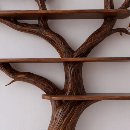 Wall Mounted Solid Wood Branch Bookshelf