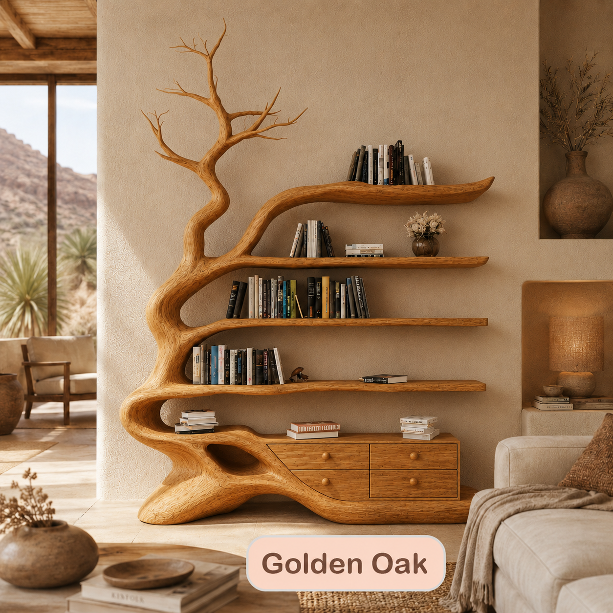 Hardwood Tree Shaped Bookshelf