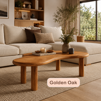 Solid Red Oak Organic Coffee Table