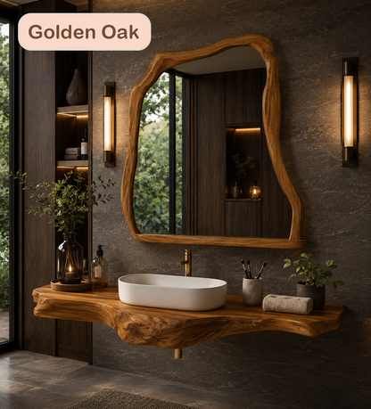 Floating Live Edge Solid Wood Vanity