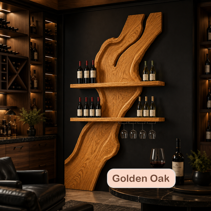 Live Edge Wood Wine Rack With Glass Holder