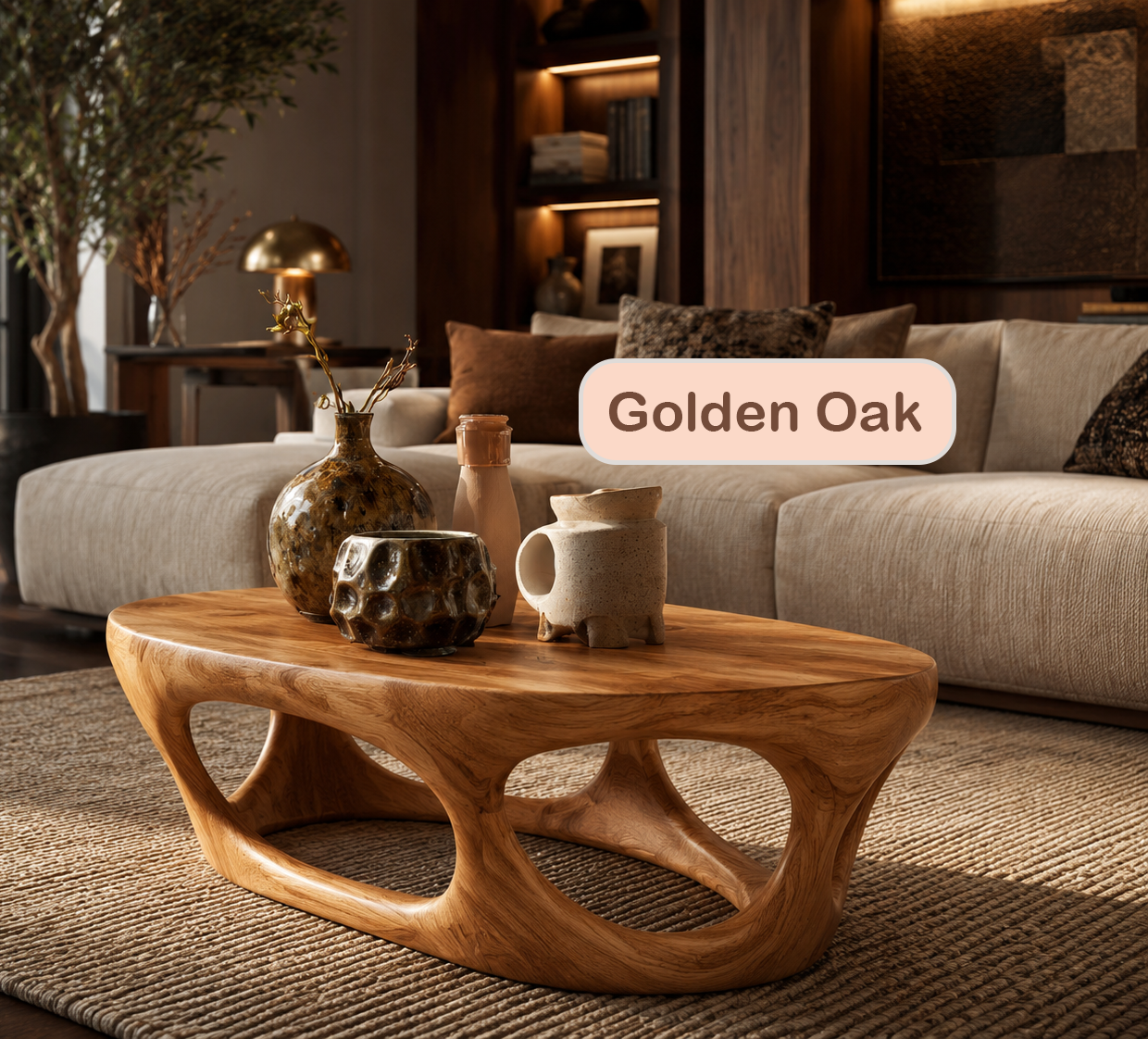 Biophilic Modern Sculptural Wood Coffee Table
