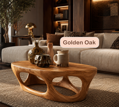 Biophilic Modern Sculptural Wood Coffee Table