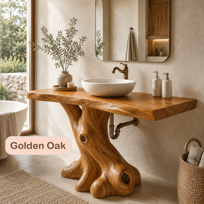 Rustic Solid Wood Live Edge Sink Console