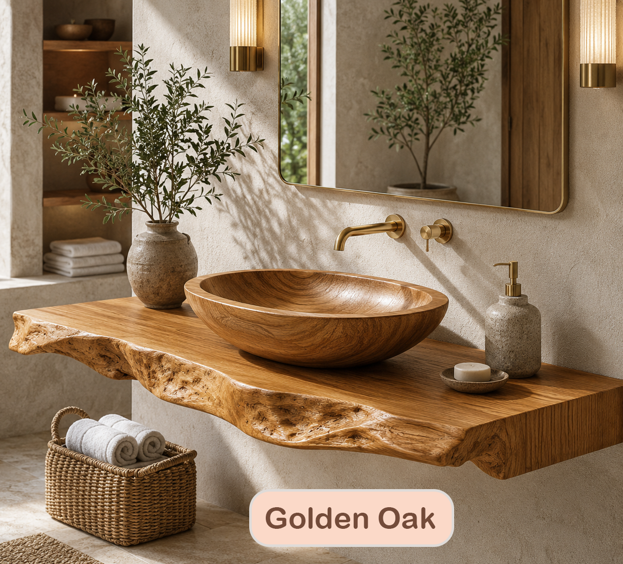 Floating Live Edge Wood Bathroom Vanity
