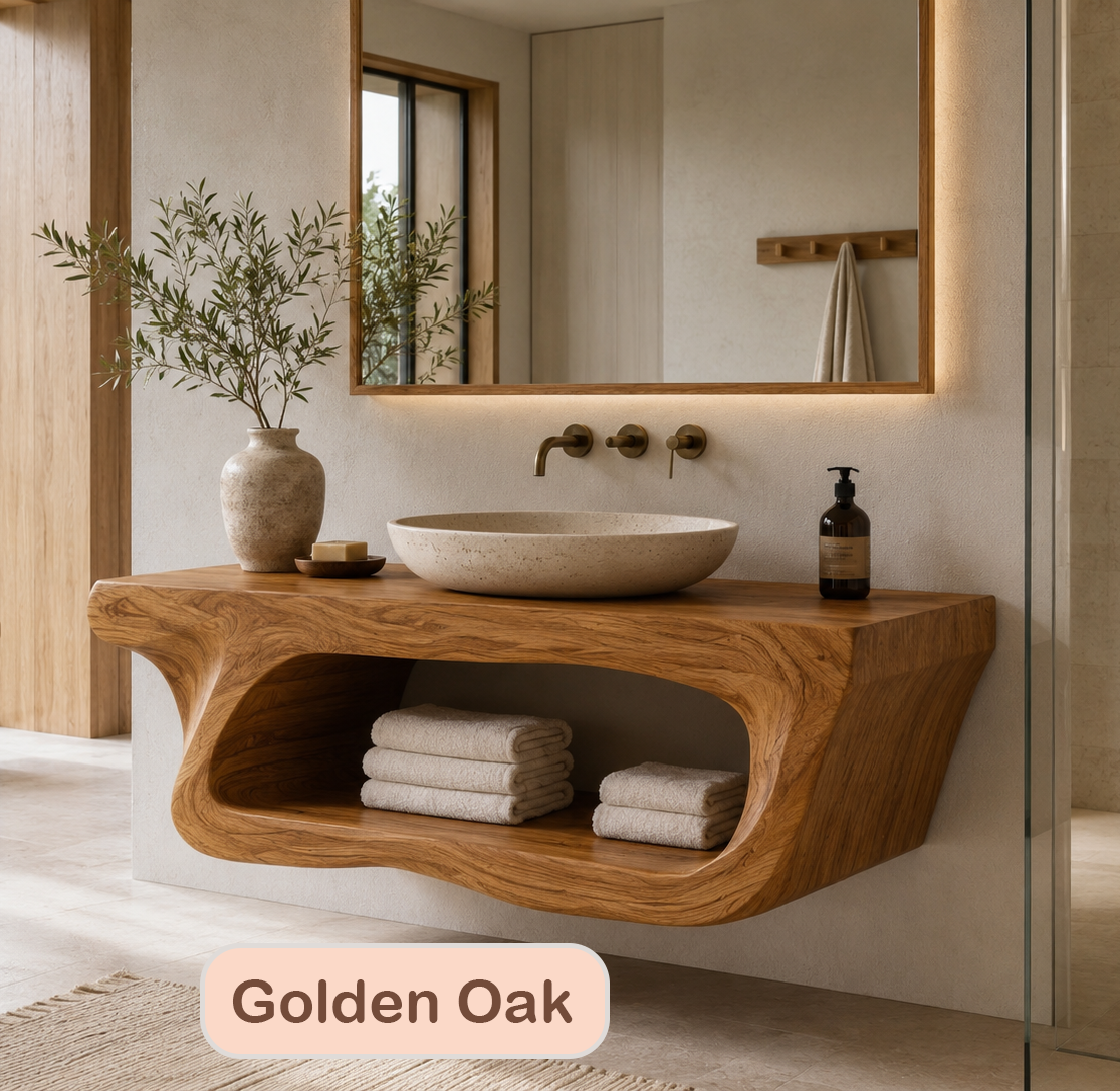 Wall Mounted Rustic Solid Wood Vanity