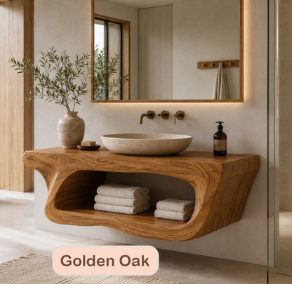 Wall Mounted Rustic Solid Wood Vanity