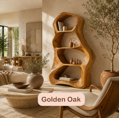 Organic Sculptural Wooden Open Bookshelf