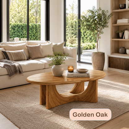 Modern Solid Wood Oval Coffee Table