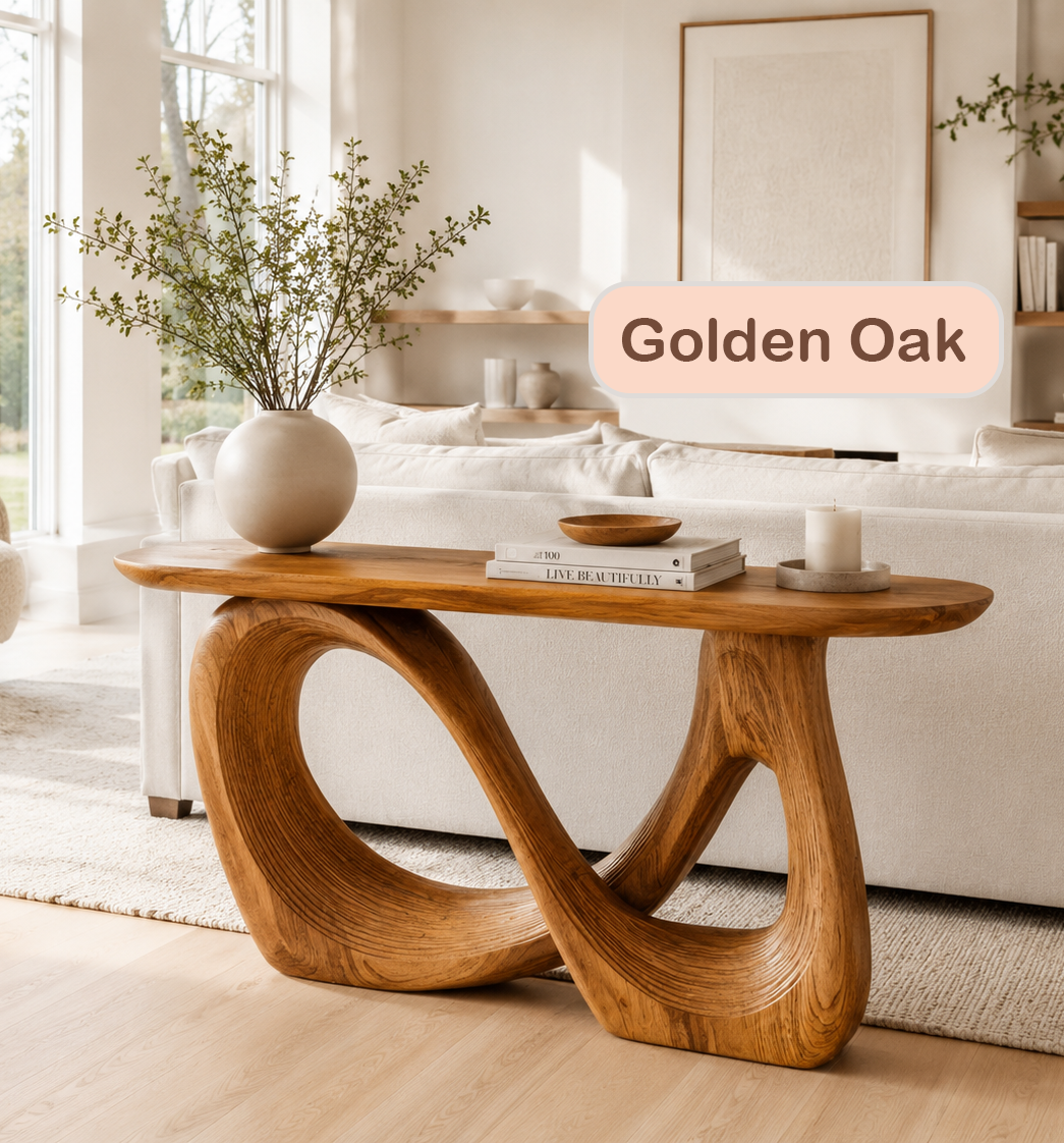 Sculptural Solid Wood Organic Console Table