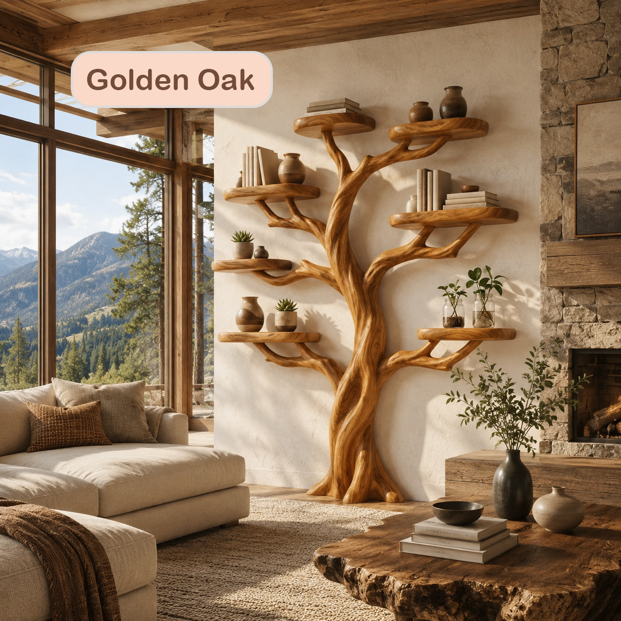 Tree Branch Bookshelf Natural Wood