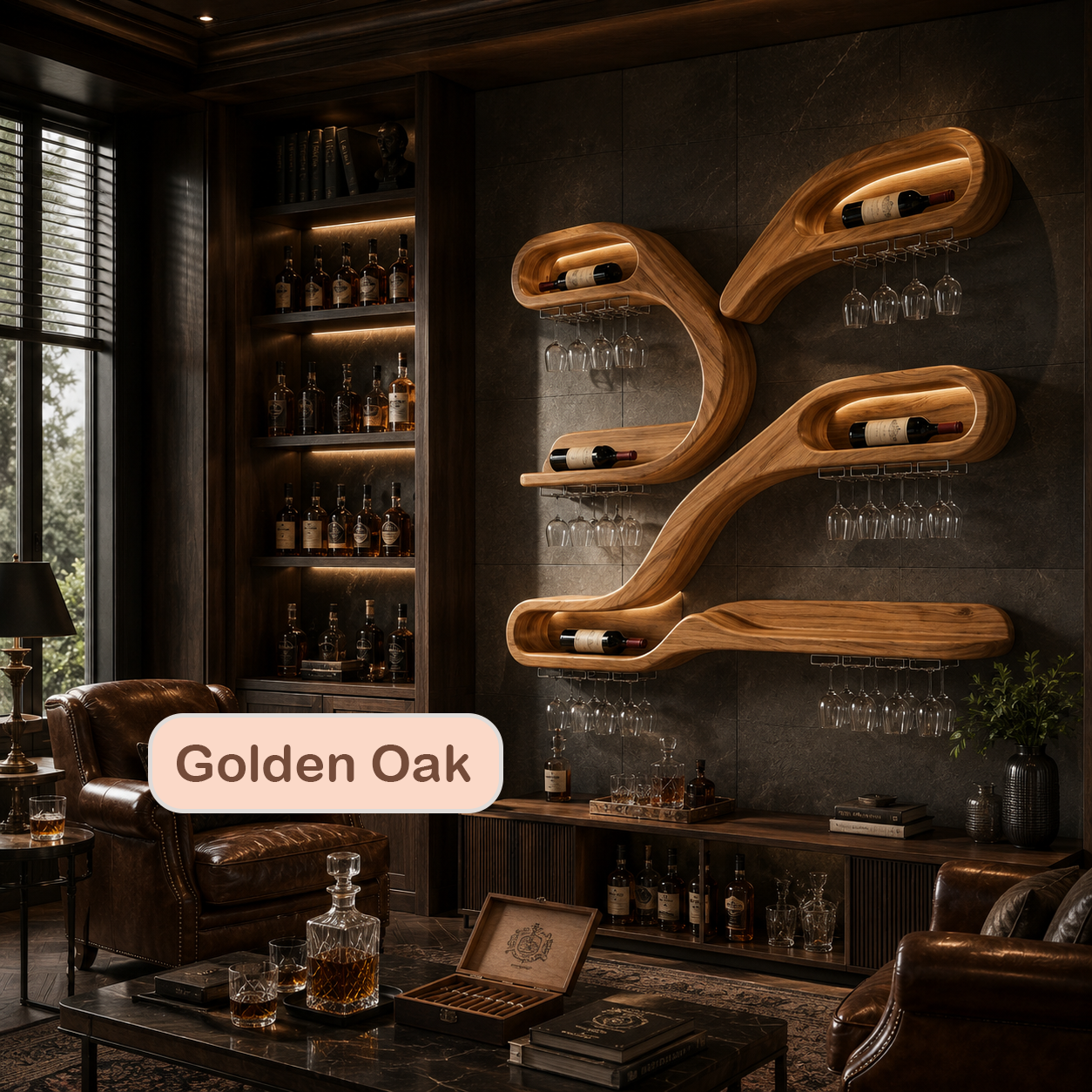 Wall Mounted Wood Wine Stemware Rack