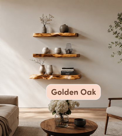 Live Edge Solid Wood Floating Shelf