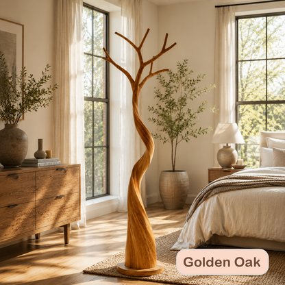 Artisanal Solid Wood Tree Coat Rack