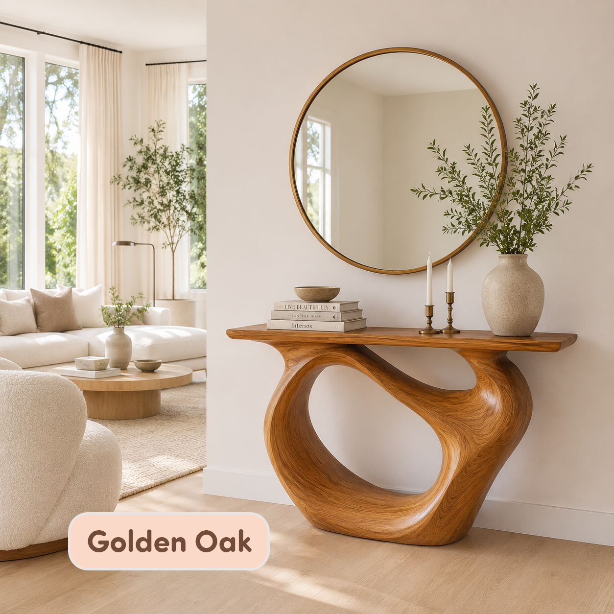 Organic Modern Solid Wood Console Table