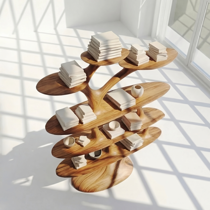 Timber Freestanding Tree Shaped Bookshelf