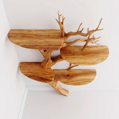 Handmade Wall Mounted Tree Branch Bookcase