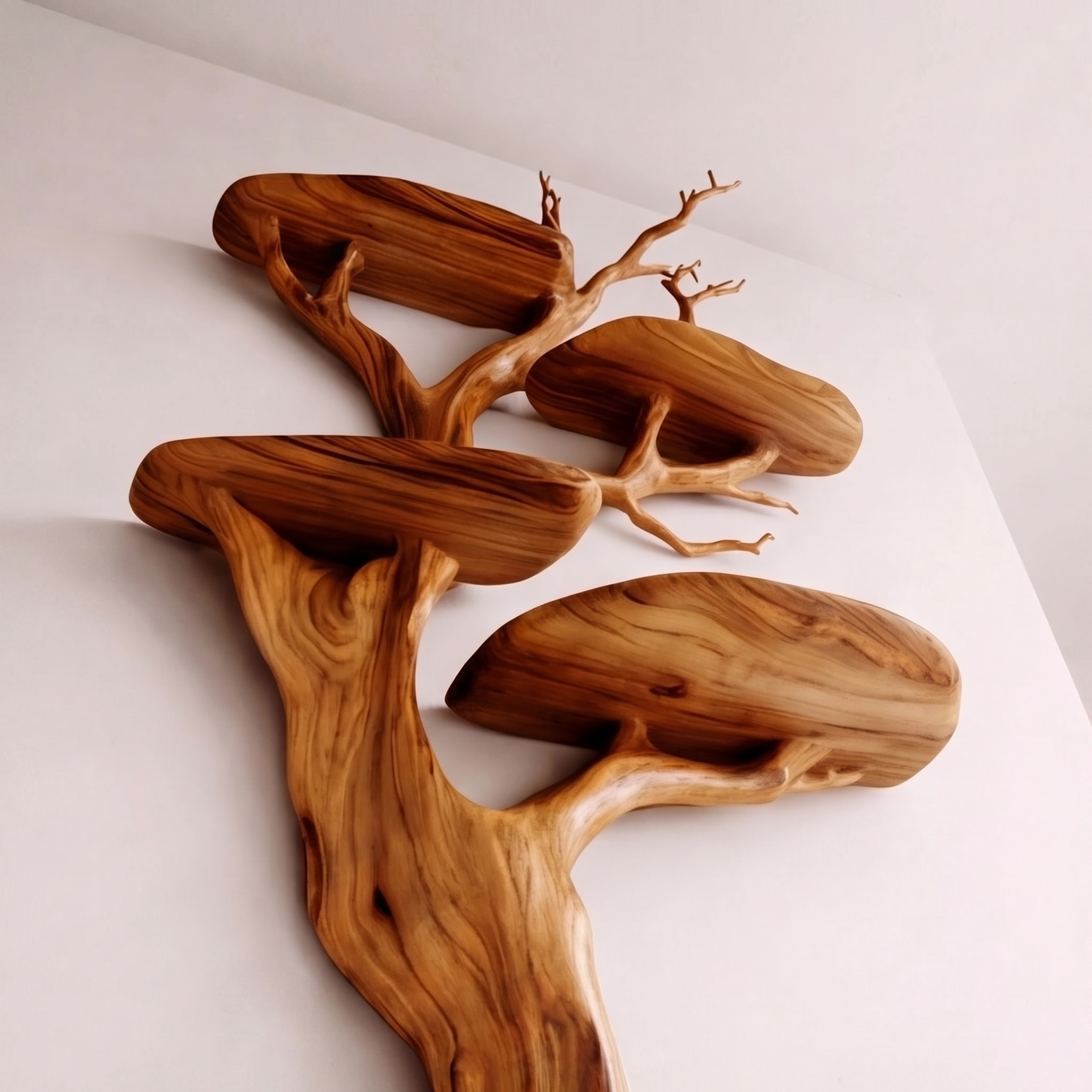 Handmade Wall Mounted Tree Branch Bookcase