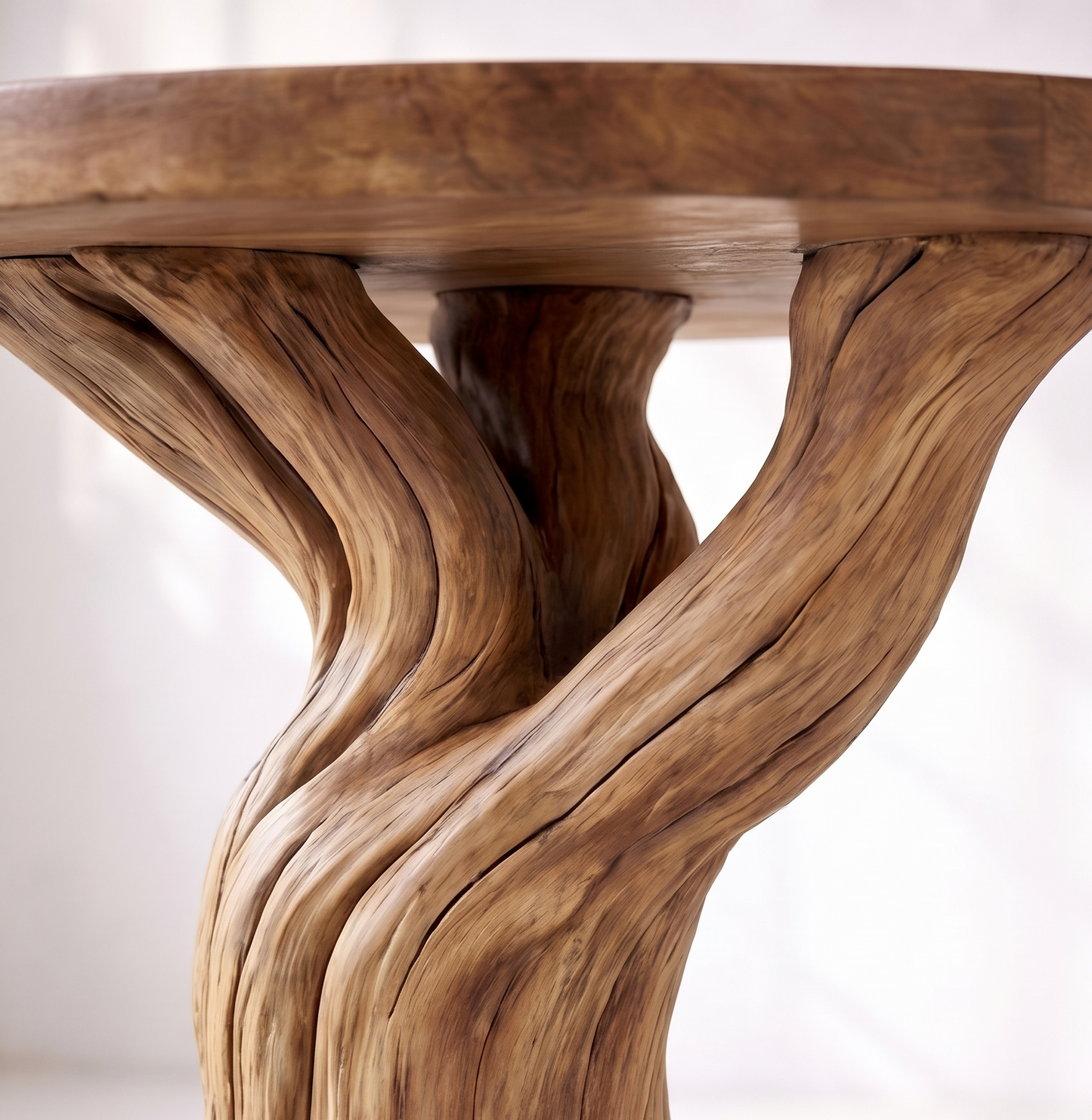 Round Solid Wood Tree Root Side Table