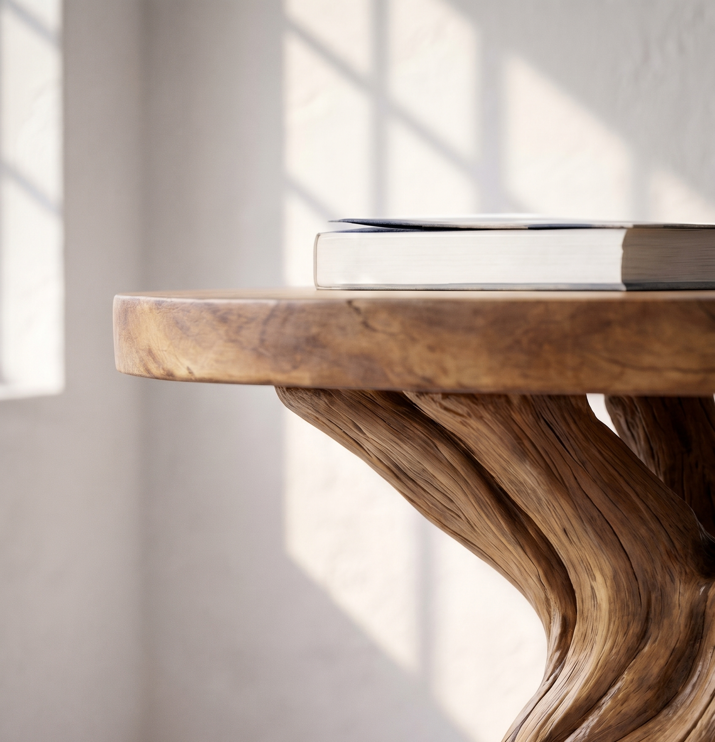 Round Solid Wood Tree Root Side Table