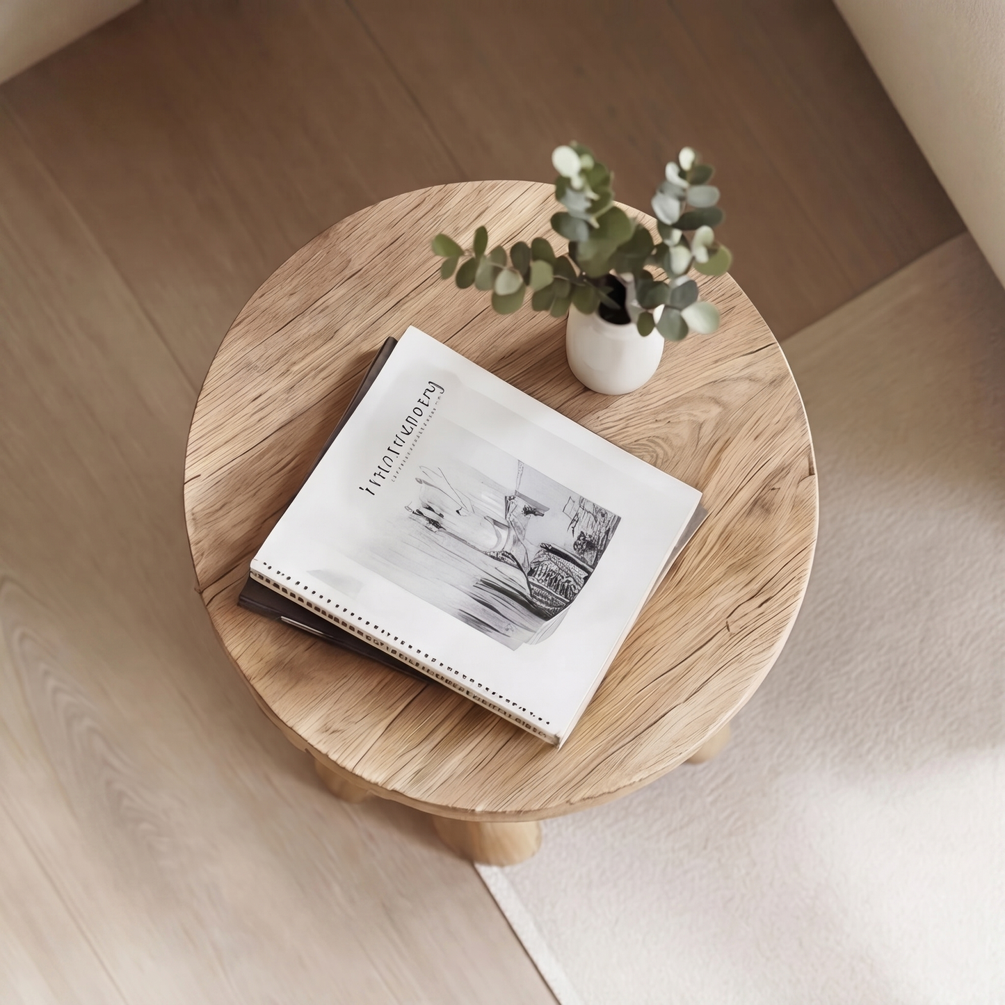 Sculptural Twisted Solid Wood Side Table