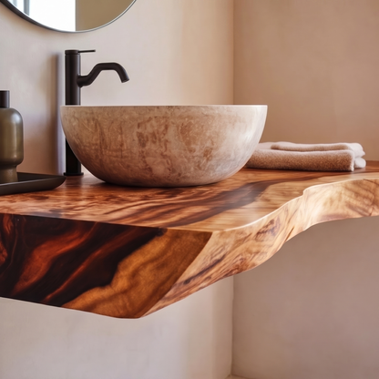 Floating Hardwood Bathroom Vanity
