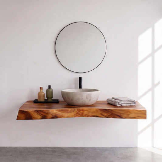 Floating Hardwood Bathroom Vanity