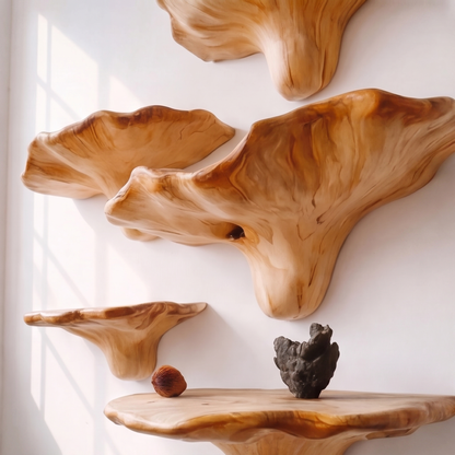 Organic Wood Mushroom Floating Shelf