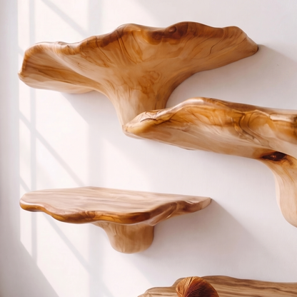 Organic Wood Mushroom Floating Shelf