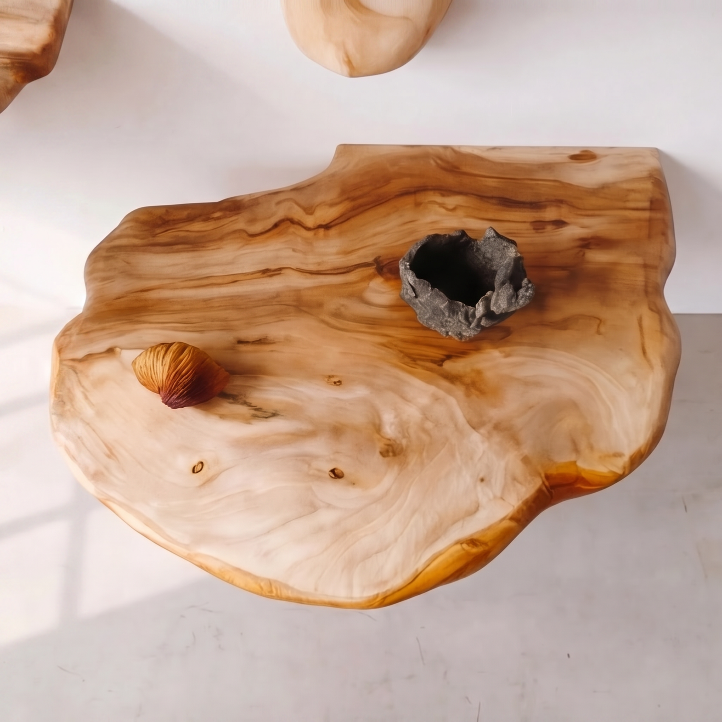 Organic Wood Mushroom Floating Shelf