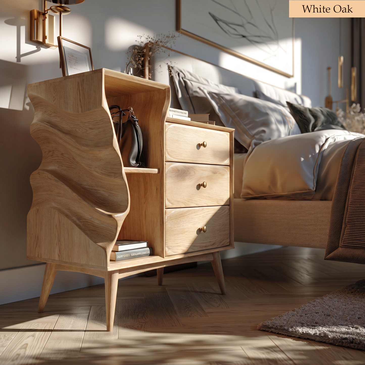 Organic Modern Sculptural Wood Nightstand