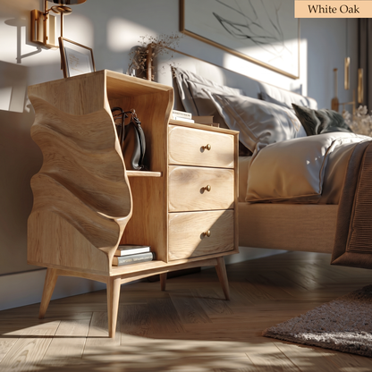 Organic Modern Sculptural Wood Nightstand
